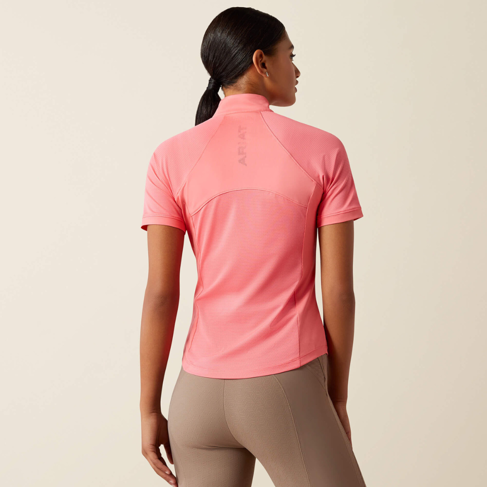 Ariat Soquel 1/4 Zip Short Sleeve Baselayer, Coral Paradise