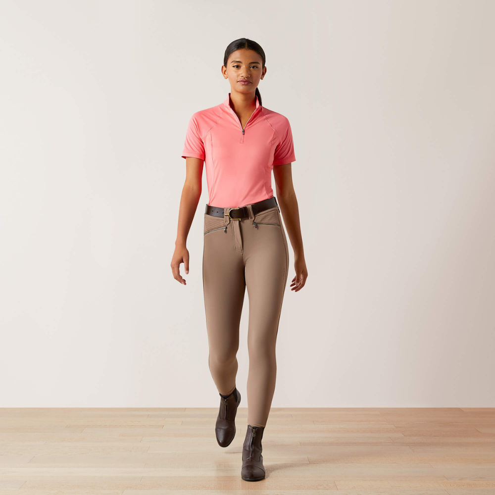 Ariat Soquel 1/4 Zip Short Sleeve Baselayer, Coral Paradise