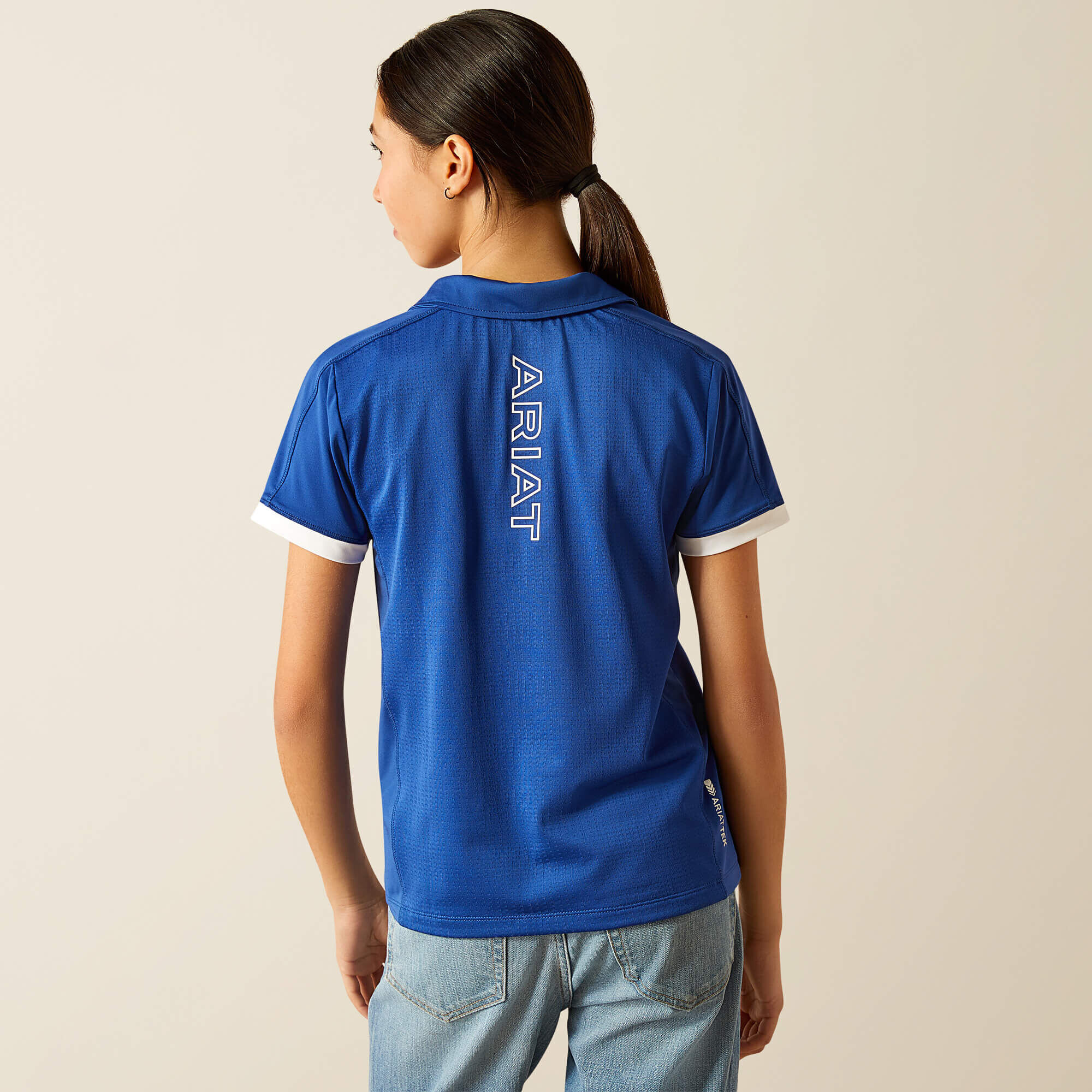 Ariat® Bandera Youth 1/4 Zip Short Sleeve Polo, Sodalite Blue
