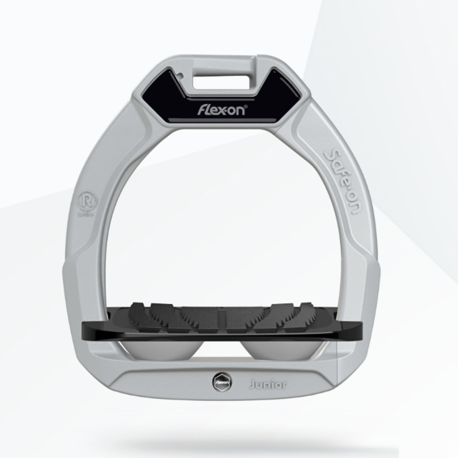 Flex-on Safe-On Junior Stirrups, Inclined Grip, Grey