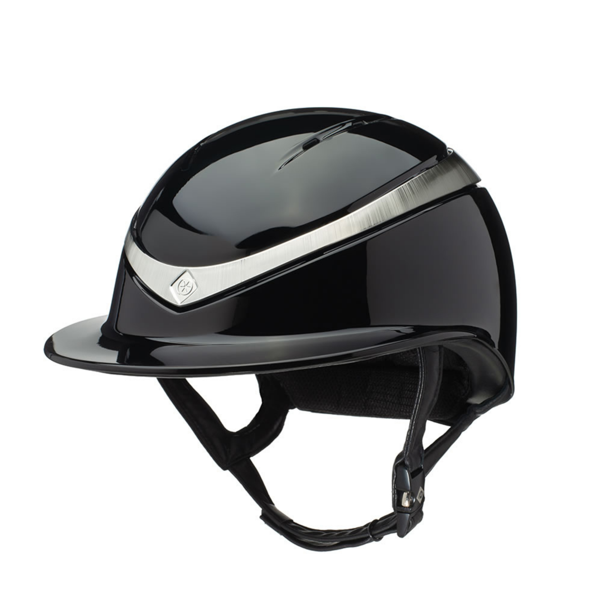 Charles Owen Halo Luxe Wide Peak Black Gloss/Platinum Helmet