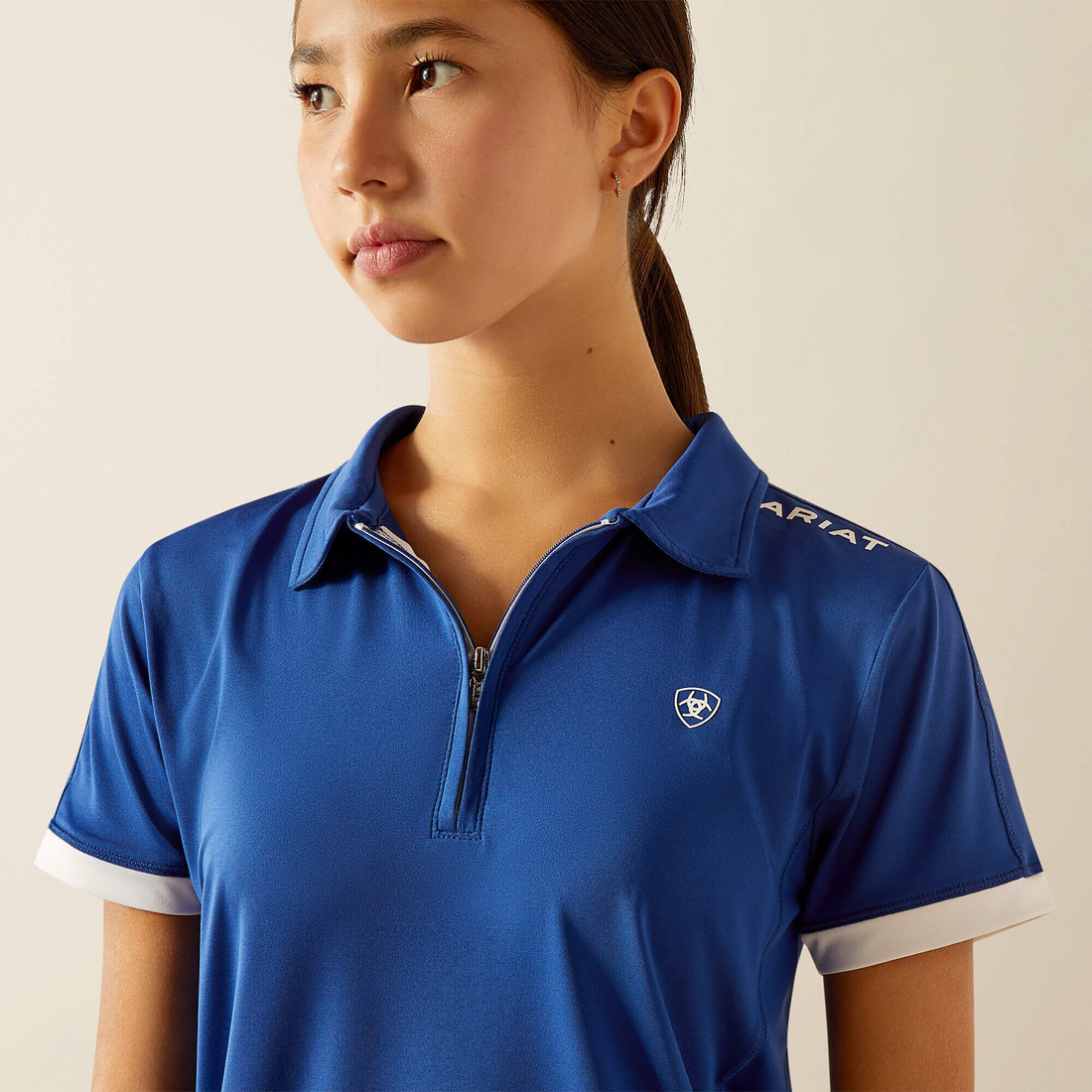 Ariat® Bandera Youth 1/4 Zip Short Sleeve Polo, Sodalite Blue
