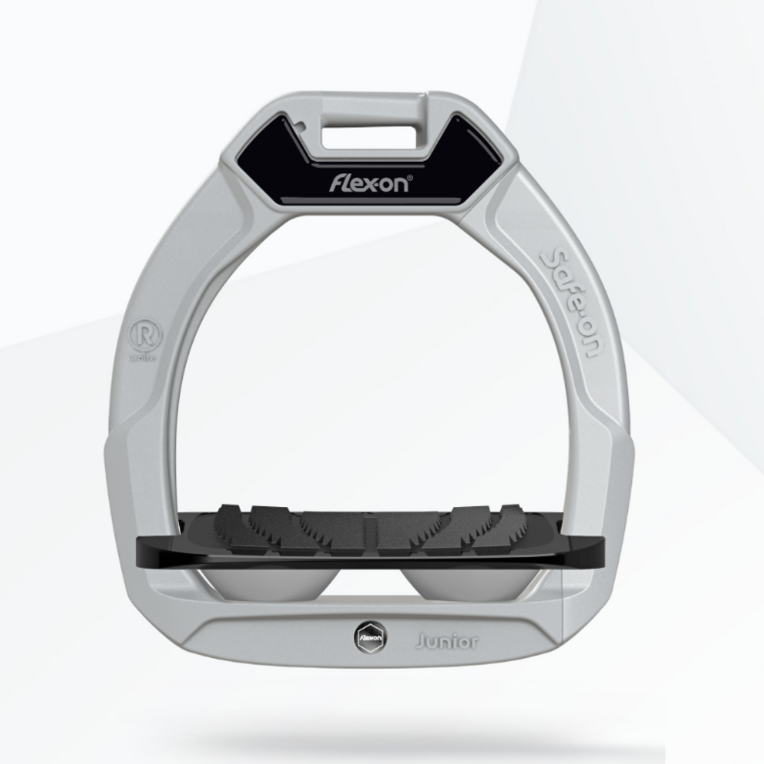 Flex-on Safe-On Junior Stirrups, Inclined Grip, Grey