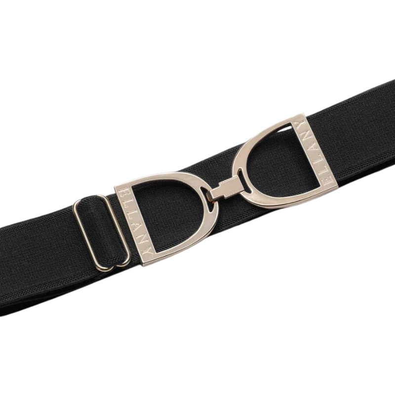 Ellany 1.5&quot; Black, Gold Stirrup Buckle Belt