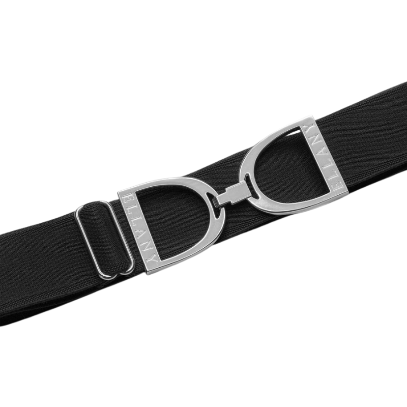 Ellany 1.5&quot; Black, Silver Stirrup Buckle Belt