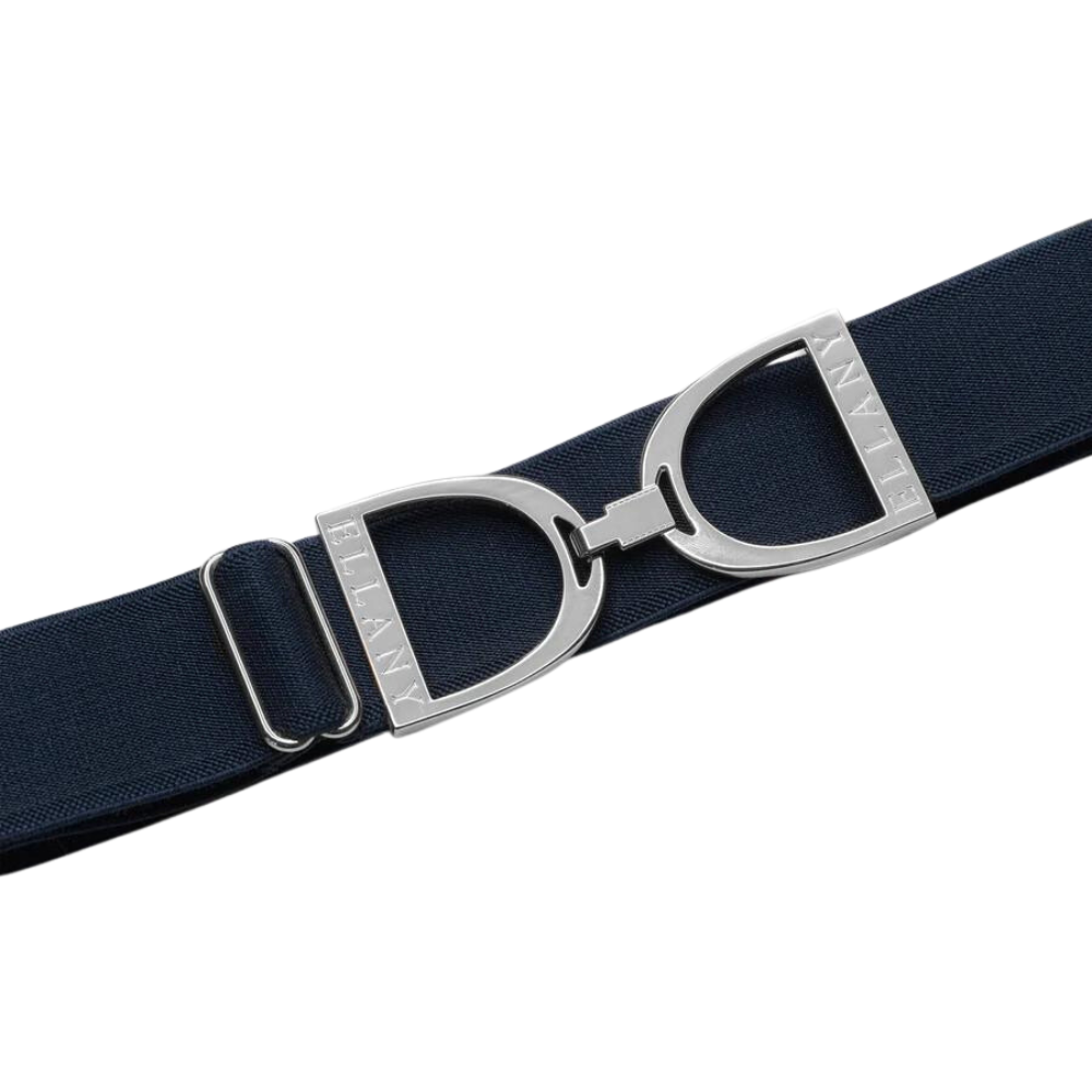 Ellany 1.5&quot; Navy, Silver Stirrup Buckle Belt