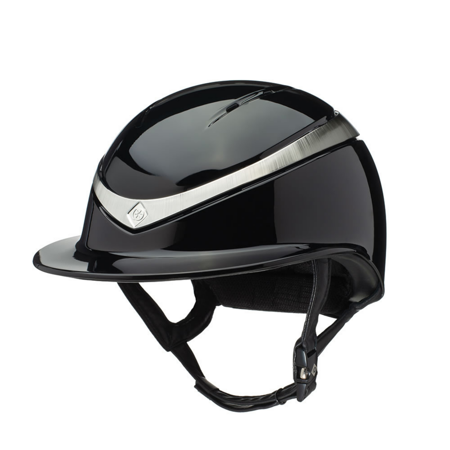 Charles Owen Halo Luxe Wide Peak Black Gloss/Platinum Helmet