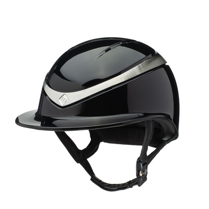 Charles Owen Halo Luxe Wide Peak Black Gloss/Platinum Helmet